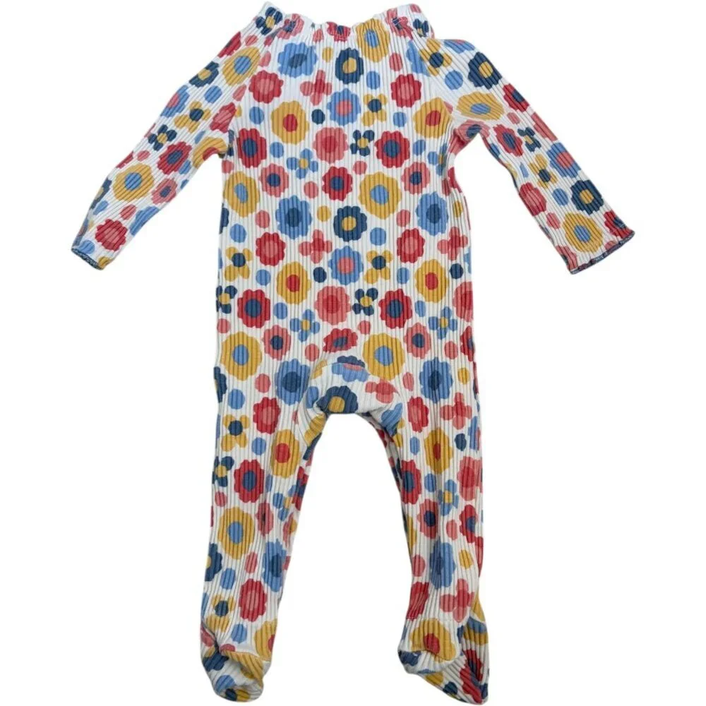 Mud Pie Ribbed Floral Footed Sleeper 0-3 Months